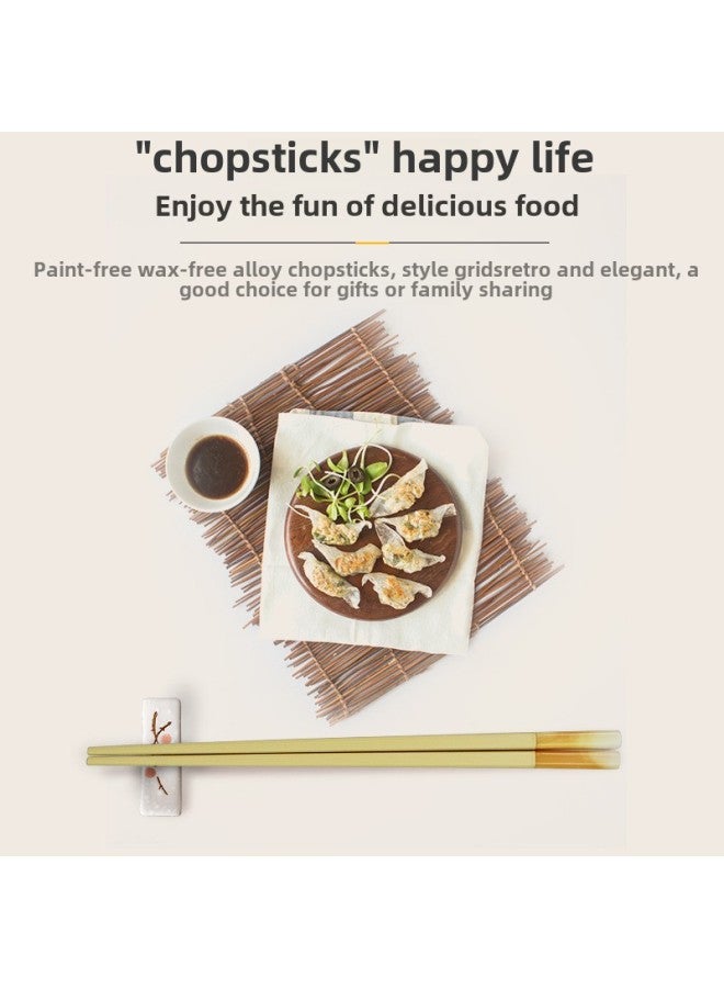 Source 2024 High-end Household Macaron Color Imitation Jade High Temperature Alloy Chopsticks-Color:Macaron Color Amber Chopsticks 5 Pairs In Card Bag  - Image 3