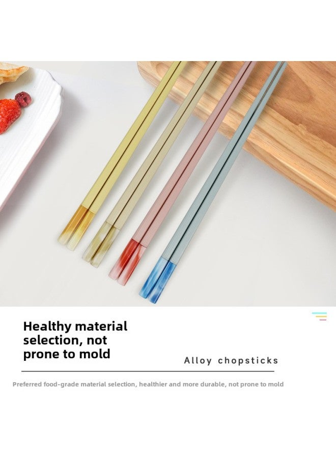 Source 2024 High-end Household Macaron Color Imitation Jade High Temperature Alloy Chopsticks-Color:Macaron Color Amber Chopsticks 5 Pairs In Card Bag  - Image 4
