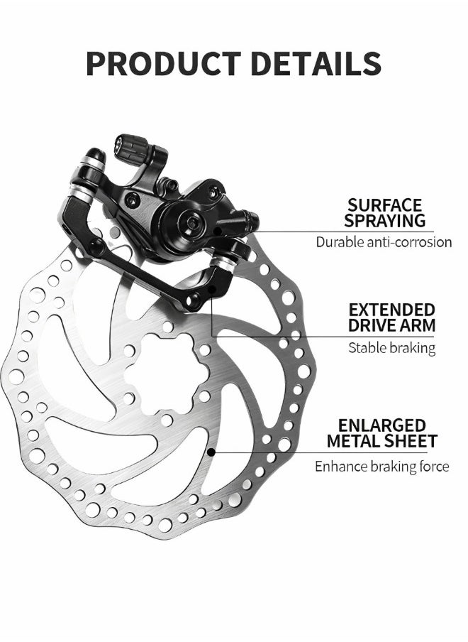 GROIC 1 Pair MTB Disc Brake Set, Mechanical Disc Brake Kit, MTB Front & Rear Disc Brake Caliper with 160mm Rotor,Disc Brake Set, Bicycle Accessories for Mountain Bike, Road Bike, BMX  - Image 3