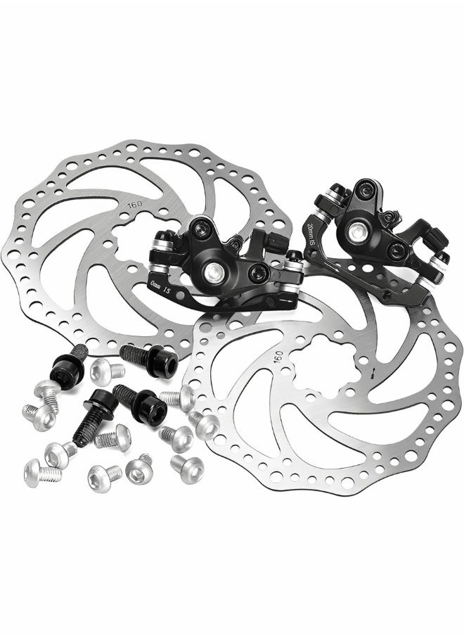GROIC 1 Pair MTB Disc Brake Set, Mechanical Disc Brake Kit, MTB Front & Rear Disc Brake Caliper with 160mm Rotor,Disc Brake Set, Bicycle Accessories for Mountain Bike, Road Bike, BMX  - Image 2