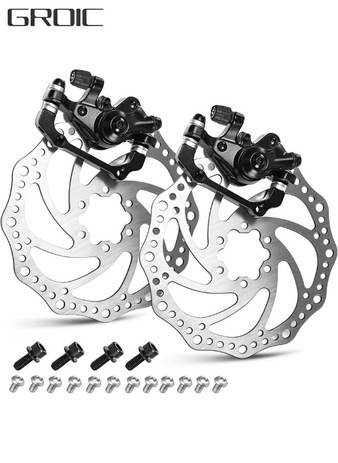 GROIC 1 Pair MTB Disc Brake Set, Mechanical Disc Brake Kit, MTB Front & Rear Disc Brake Caliper with 160mm Rotor,Disc Brake Set, Bicycle Accessories for Mountain Bike, Road Bike, BMX  - Image 1