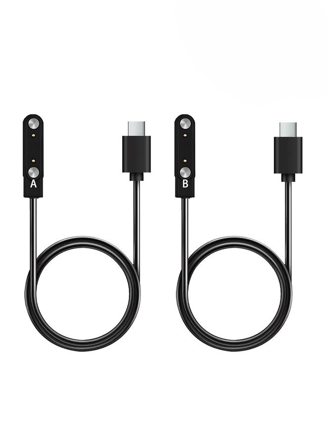 WUNIAK Magnetic Charging Cable 2-Pin spacing 7.62mm Universal USB-C Replacement Cord for Smart Watches, 2 Charging Cables with Opposite Magnetic Poles, Type A + Type B - Image 1