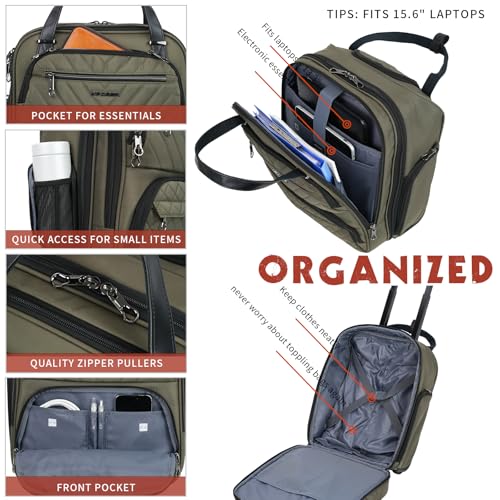KROSER Carry On Underseat Multi-functional, 16-inch Underseater Lightweight Overnight Suitcase for Women, Olive - Image 4