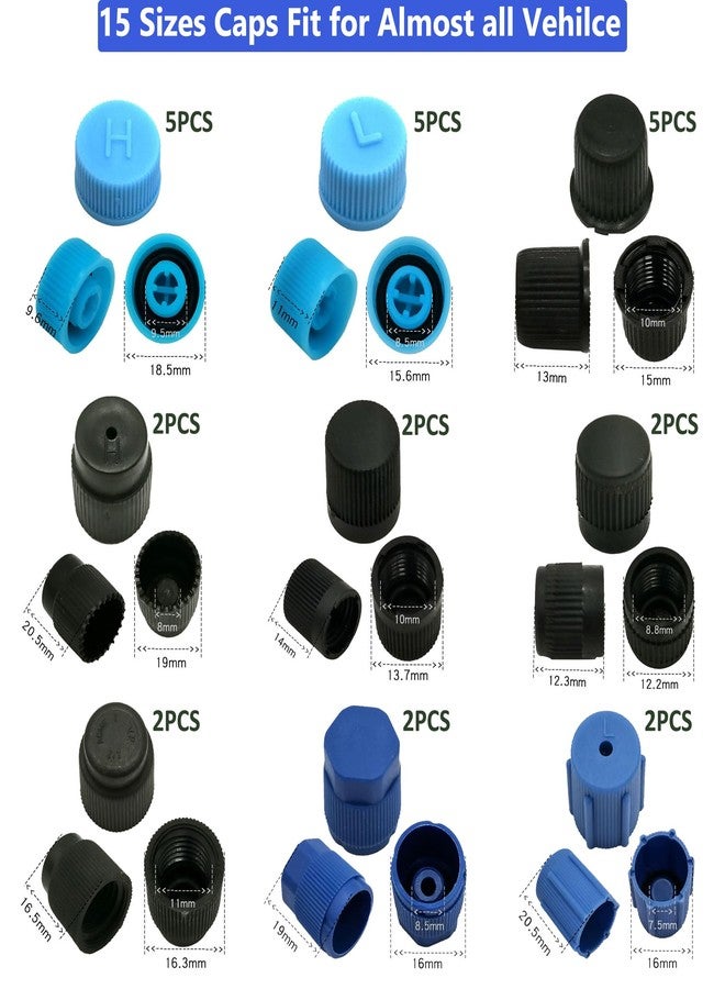 Lucstar R 134a A/C Caps for Cars,49pcs 17 Sizes AC Low Pressure Port Cap for R12 R134a Air Conditioning Service AC System Ports Caps, Car AC Recharge Valve Core Kit, Auto Replacement Leakproof Hat - Image 2