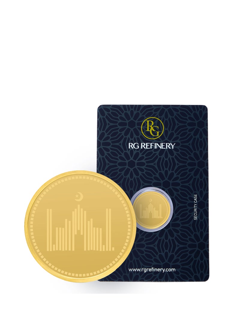 RG REFINERY Rafmoh Bullion 4 Gram 24k Gold Coin with Mosque Design - 4 Grams Gold Coin 24KT 999.9 Purity - Image 1