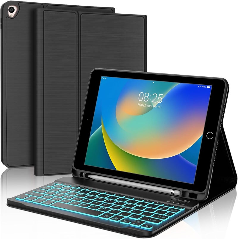 typecase Bluetooth Keyboard case for iPad 9th/8th/7th Gen, iPad Air 3rd, iPad Pro 10.5" with 7-Colors Backlits, Pencil Holder, Multi Viewing Angle, Magnetically Detached Keyboard Case Cover - Image 1