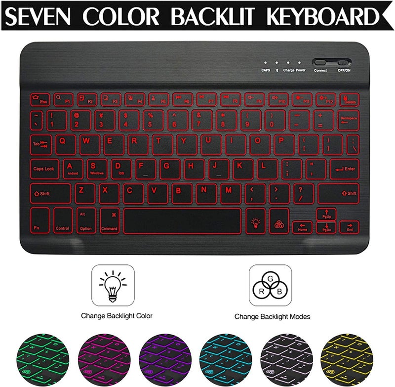 typecase Bluetooth Keyboard case for iPad 9th/8th/7th Gen, iPad Air 3rd, iPad Pro 10.5" with 7-Colors Backlits, Pencil Holder, Multi Viewing Angle, Magnetically Detached Keyboard Case Cover - Image 4