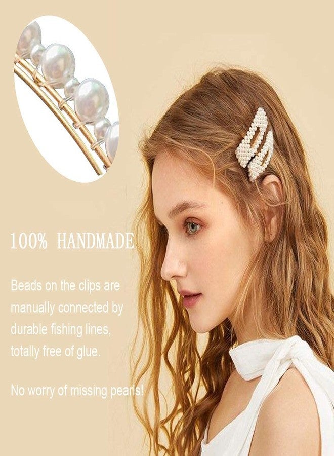 MYZON 5 PCS Pearl Hair Clips Large Hair Clips Pins Barrette Ties Hair for Women Girls, Handmade Fashion Hair Accessories Pearl Hair Clips/Ties/Hairpins for Party Jewelry Daily Use for Long Hair - Image 4