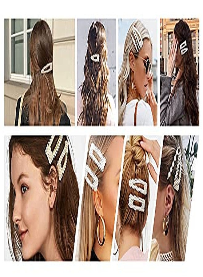 MYZON 5 PCS Pearl Hair Clips Large Hair Clips Pins Barrette Ties Hair for Women Girls, Handmade Fashion Hair Accessories Pearl Hair Clips/Ties/Hairpins for Party Jewelry Daily Use for Long Hair - Image 5