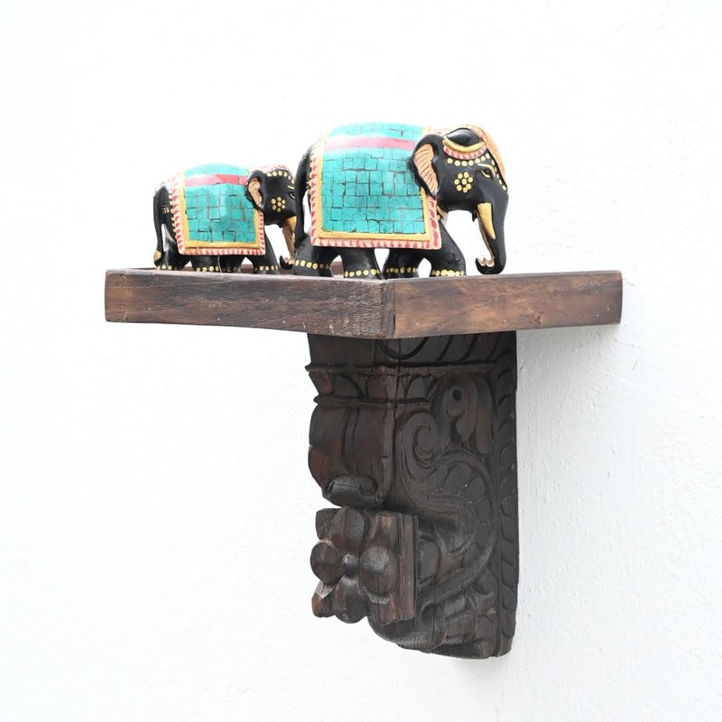Indune Lifestyle Indune Lifestyle Timeless Wooden Hand Carved Wall Shelf 11 Inch  - Image 1