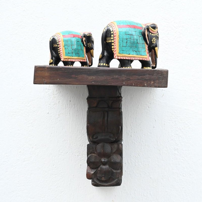 Indune Lifestyle Indune Lifestyle Timeless Wooden Hand Carved Wall Shelf 11 Inch  - Image 2