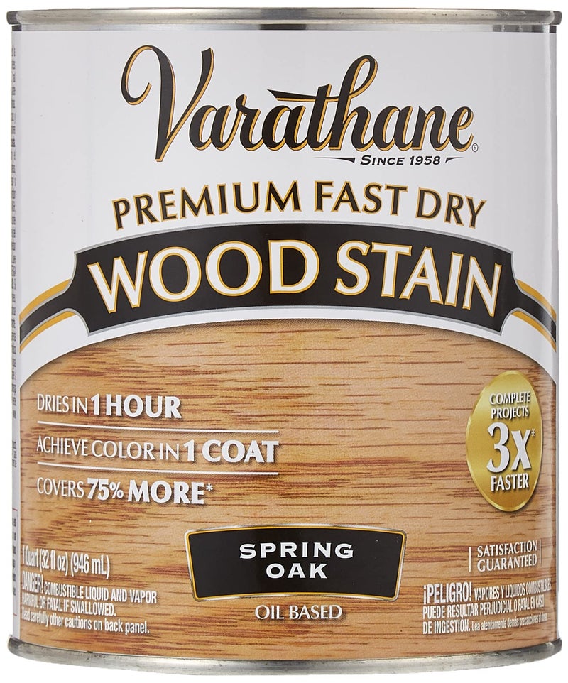 RUST-OLEUM qt Brands 262004 Spring Oak Varathane Fast Dry Wood Stain, 1 Quart - Image 1