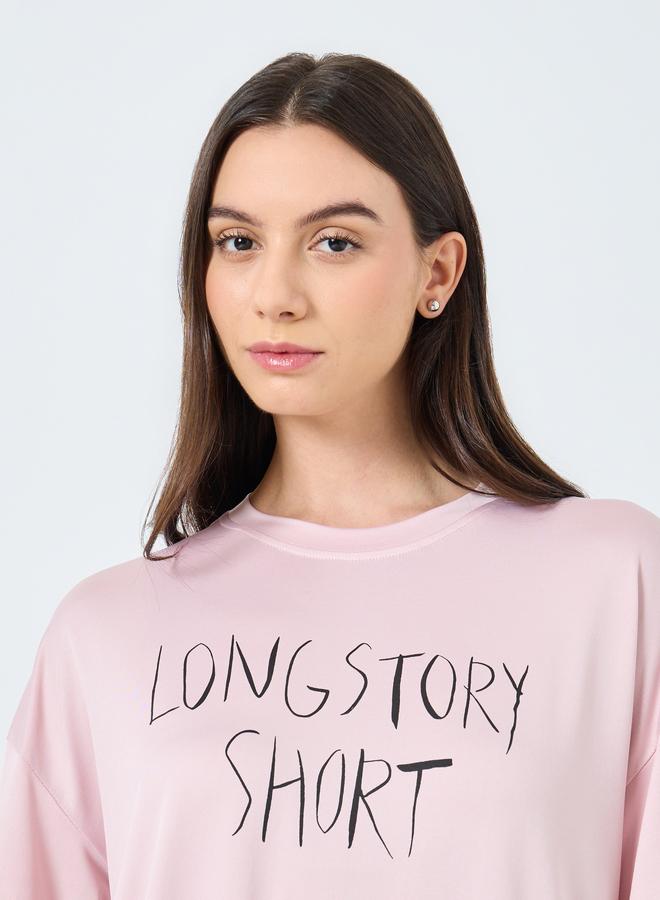 تايك تو تيشيرت بطبعة كتابة وأكمام قصيرة - Image 4