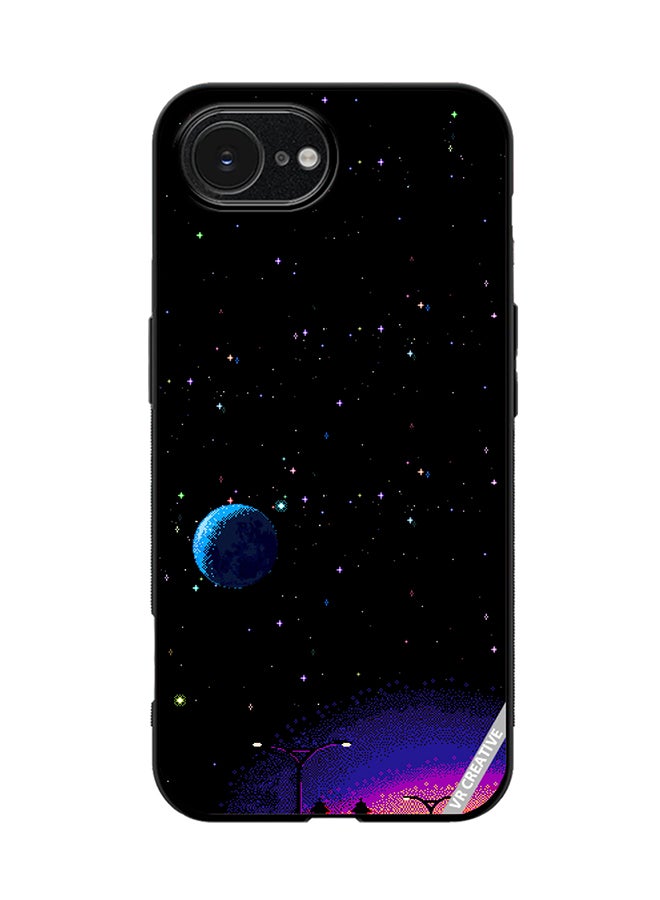 Protective Case Cover For Apple iPhone 16e 8-Bit Pixel Galaxy Design Multicolour