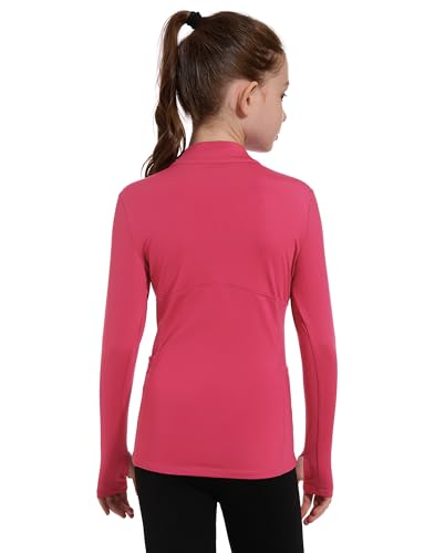M MOTEEPI Girls Fleece Jacket Long Sleeve Horse Riding Shirts Warm Zip Up Jackets Cute Kids Sweatshirts 14 Zip Fall Winter Thermal Coats Candy Pink L - Image 3