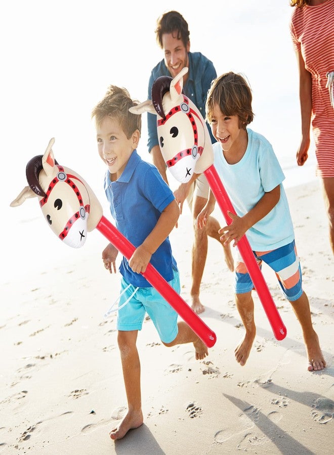 Yiphates 6 Pcs 40 Inch Brown Inflatable Stick Horse Colorful Horse Head Stick Balloon Horse Birthday Party Supplies Pony Stick for Christmas Horse Themed Party Decorations Costume Stick - Image 5