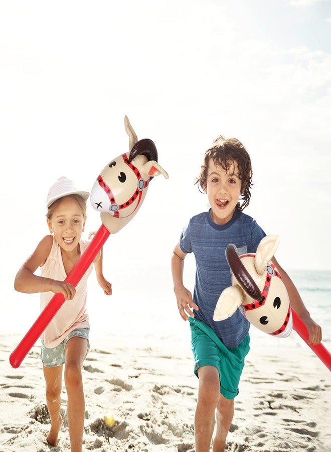 Yiphates 6 Pcs 40 Inch Brown Inflatable Stick Horse Colorful Horse Head Stick Balloon Horse Birthday Party Supplies Pony Stick for Christmas Horse Themed Party Decorations Costume Stick - Image 3