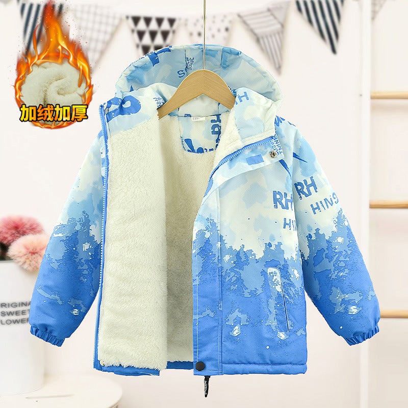 Boys' Winter Casual Outdoor Kidsren'S Velvet Thickeneded Cotton Jacket Boys' Jacket - Image 4