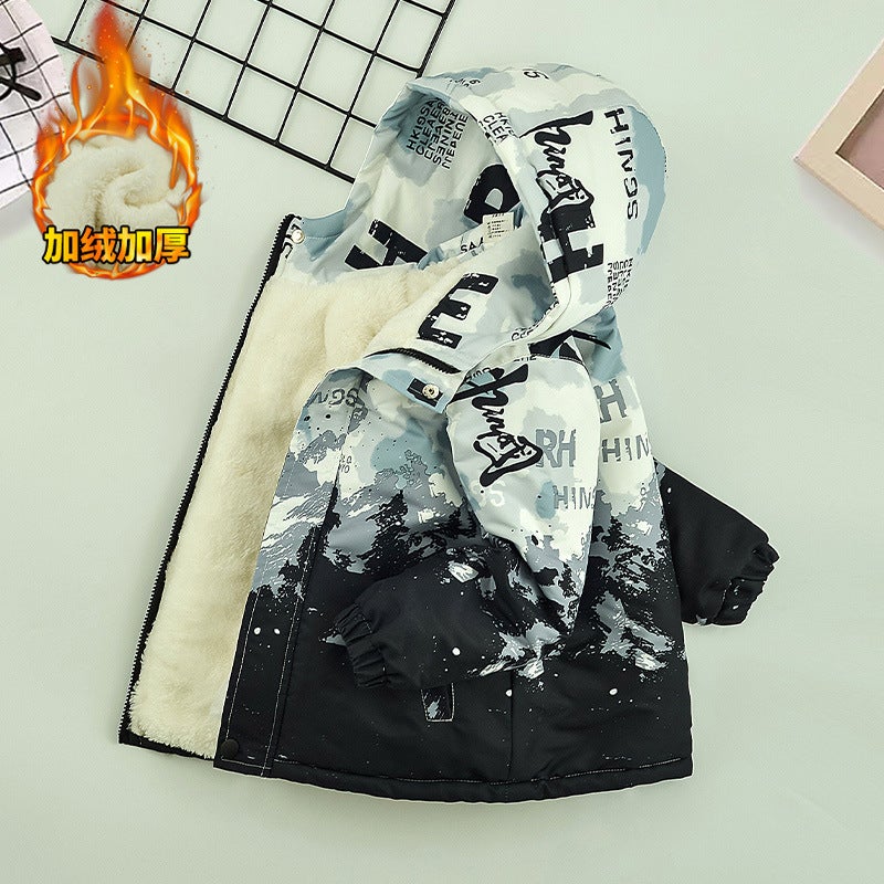 Boys' Winter Casual Outdoor Kidsren'S Velvet Thickeneded Cotton Jacket Boys' Jacket - Image 2