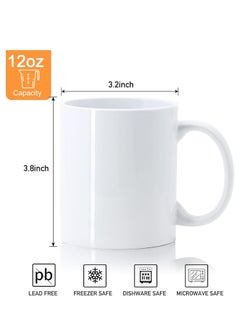 Sublimation Mugs Set of 6, 12 oz White Coffee Mugs, Ceramic Coffee Cups, Classic Drinking Cups with Handles, Mugs for Cappuccino, Espresso, Latte, Cocoa, Milk, Tea, Mug DIY Gifts - pzsku/ZCF8A665F25CAB2133A6DZ/45/_/1705732200/1a172faf-a0fe-4257-8359-f96ea5dd9a6f