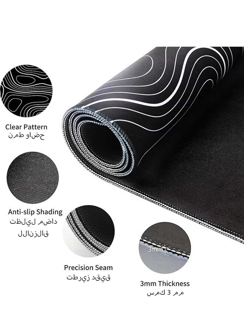 Large Mouse Pad 800*300*3mm Extended Gaming Mouse Pad Non-Slip Rubber Base Mouse pad Office Desk Mat Desk Pad Smooth Cloth Surface Keyboard Mouse Pads for Computers  (black and white)