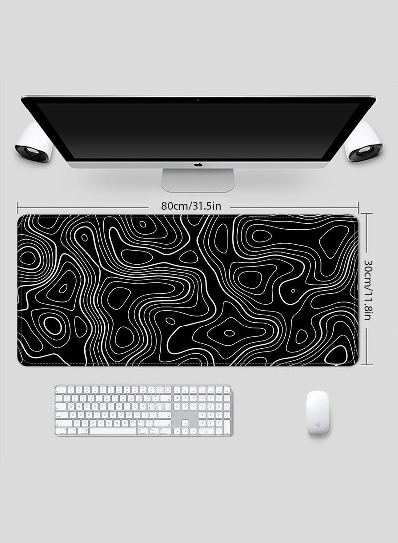 Large Mouse Pad 800*300*3mm Extended Gaming Mouse Pad Non-Slip Rubber Base Mouse pad Office Desk Mat Desk Pad Smooth Cloth Surface Keyboard Mouse Pads for Computers  (black and white)