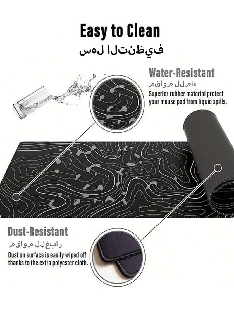 Large Mouse Pad 800*300*3mm Extended Gaming Mouse Pad Non-Slip Rubber Base Mouse pad Office Desk Mat Desk Pad Smooth Cloth Surface Keyboard Mouse Pads for Computers  (black and white)