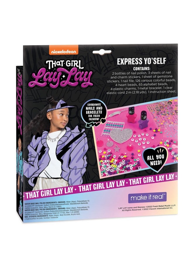 Make It Real That Girl Lay Lay: Express Yo 'Self - DIY Nail Art & Bracelets Kit - Create 6 Bracelets, Make It Real, Nickelodeon, 209 Pieces, Coordinate Nails & Bracelets For Fresh Fashion, Arts & Crafts  - Image 2