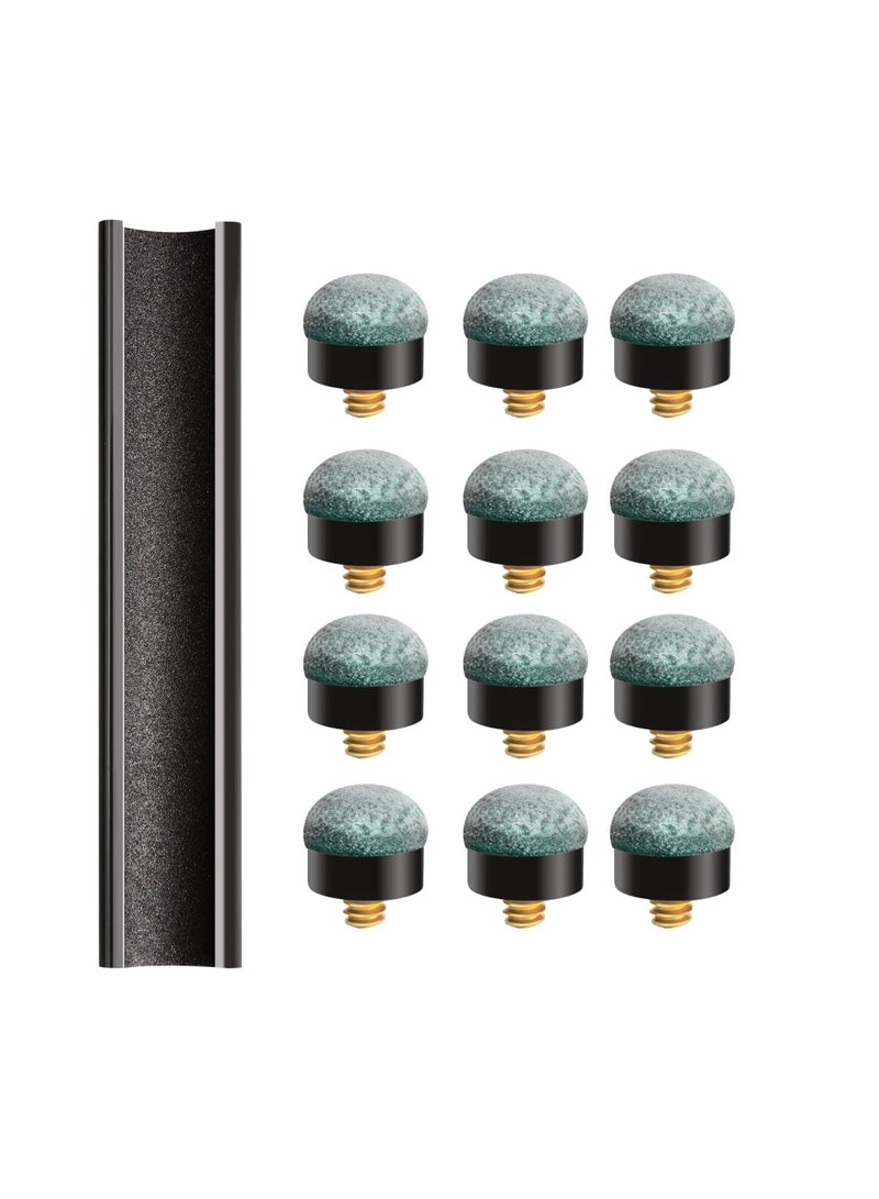 Suntown 24Pcs Screw-on Pool Stick Tips, 12mm Replacement Cue Tips Billiard Cue Tips with Shaper for Pool Cues and Snooker, Bule - Image 1