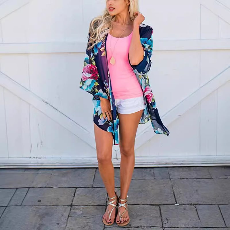 Women's Printed Chiffon Cardigan - Image 4