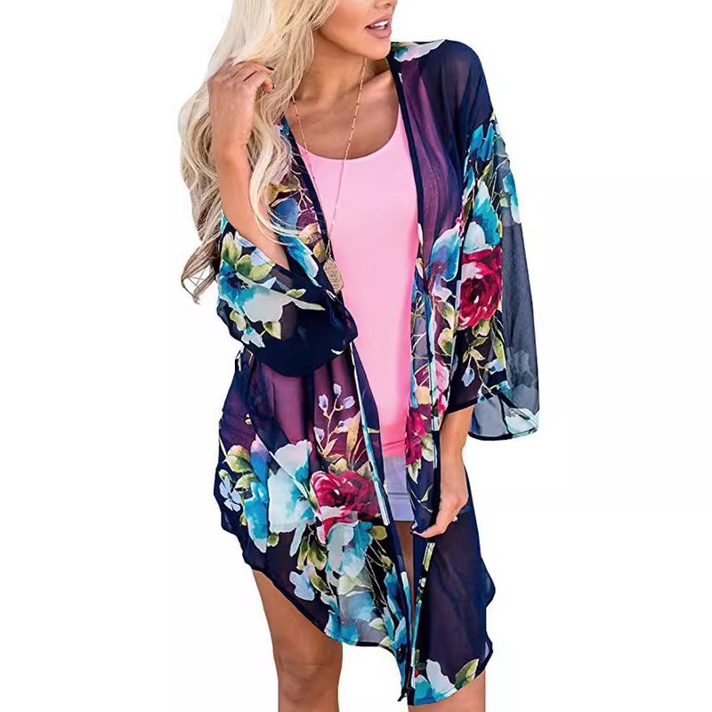 Women's Printed Chiffon Cardigan - Image 1