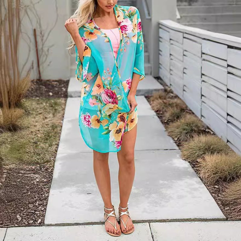 Women's Printed Chiffon Cardigan - Image 2