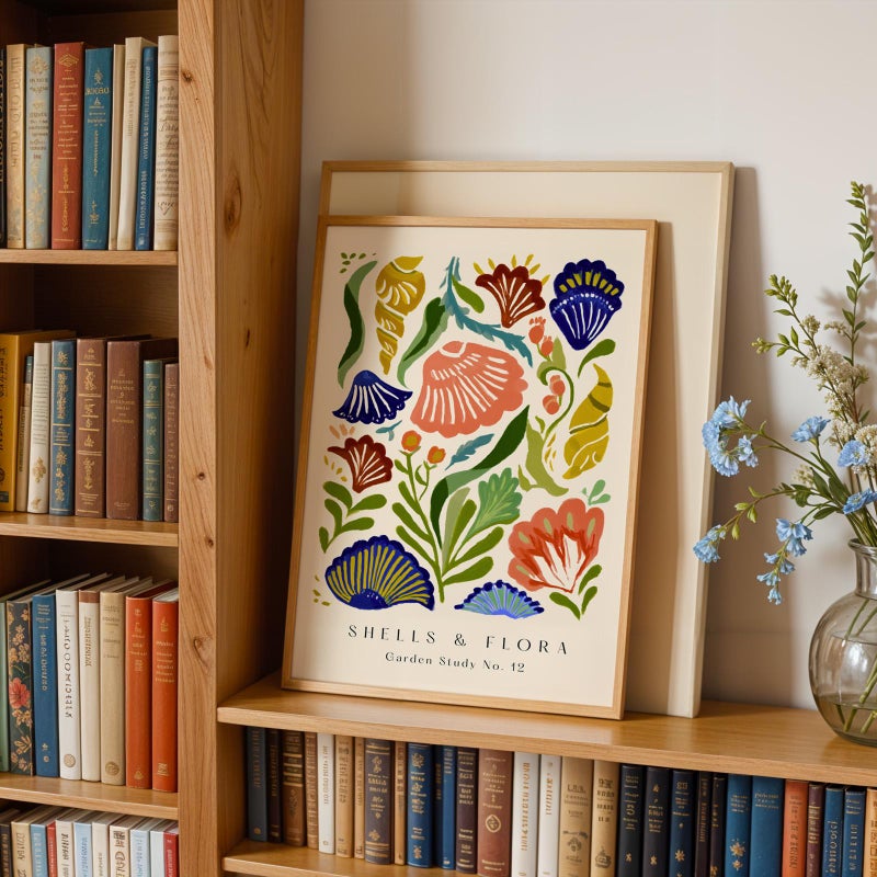 TNESSENTIAL Coastal Botanical Wall Art, Shell Print Abstract Floral Poster, Gallery Exhibition Style, Beach Boho Decor, Colorful Matisse Art - Image 5