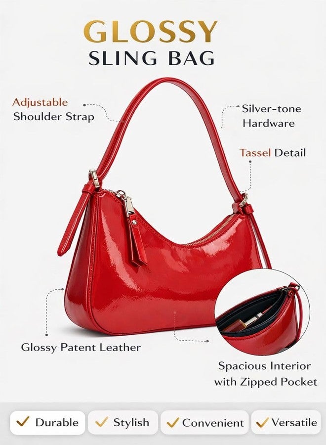 HaveGlam Women’s Sling Bag - Stylish Small Shoulder Handbag for Daily Travel & Shopping Phone Purse with Adjustable Strap - Lightweight Casual Trendy Bag for Ladies & Girls (RED) - Image 4