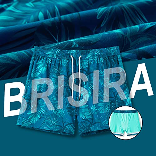 BRISIRA Mens Swim Trunks Bathing Suit 5 Inch Inseam Compression Liner Beach Swim Shorts Swimwear Quick Dry Zipper Pocket - Image 2