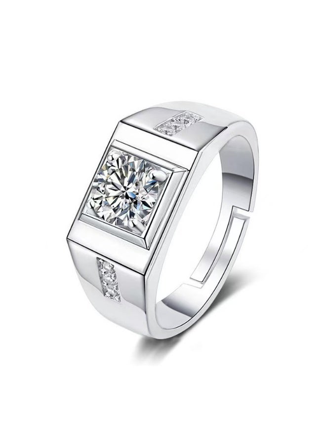 ممتاز خاتم مويسانيتي من الفضة المطلية بالذهب الأبيض مع لمعان رائع