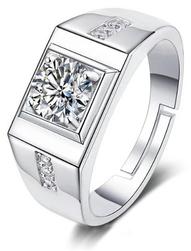 Akali Elegant White Gold Plated Silver Moissanite Ring with Brilliant Sparkle