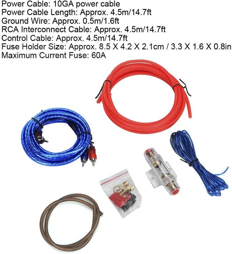 klarako Power Amplifier Cable Kit,10GA Zinc Alloy Car Power Audio Amplifier Cable Kit Professional Car Subwoofer Speakers Wire Replacement Kit For Cars - Image 3