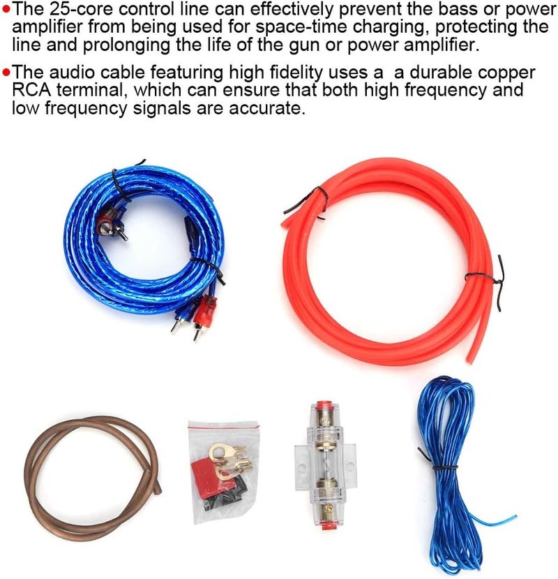 klarako Power Amplifier Cable Kit,10GA Zinc Alloy Car Power Audio Amplifier Cable Kit Professional Car Subwoofer Speakers Wire Replacement Kit For Cars - Image 2