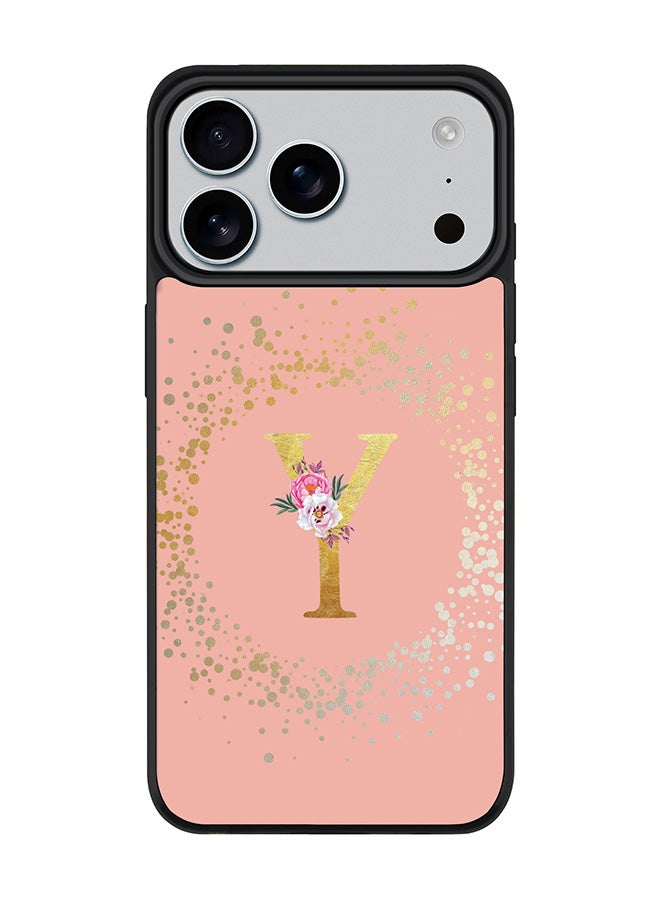 Stylizedd iPhone 17 Pro Max Case, [Compatible with MagSafe] Slim Magnetic cover Phone Case iPhone 17 Pro Max -Custom Monogram Floral - Y  (Rose Pink ) - Image 1