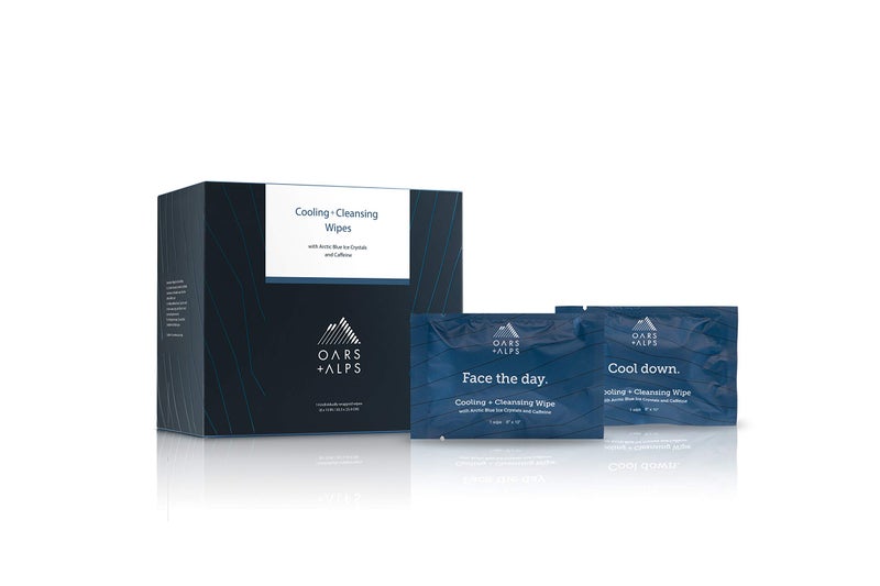 Oars + Alps Face and Body Wipes, Dermatologist Tested Skin Care Infused with Caffeine and Menthol, TSA Approved, 14 Wipes Total - Image 1
