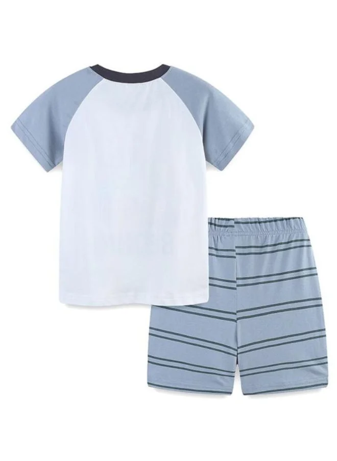 YUNIQEE White Crew Neck Short Sleeve Printed Tshirt & Shorts