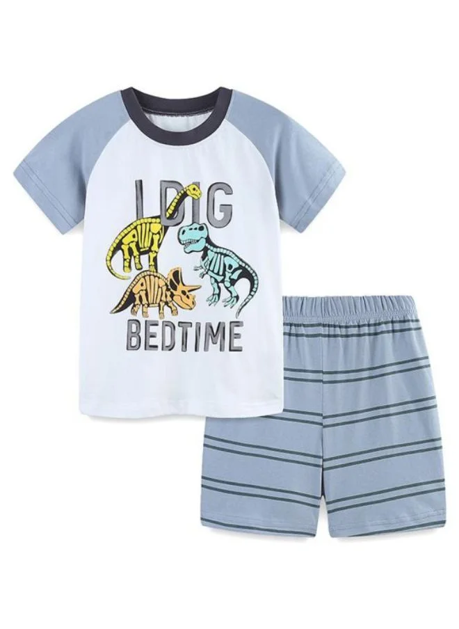 YUNIQEE White Crew Neck Short Sleeve Printed Tshirt & Shorts