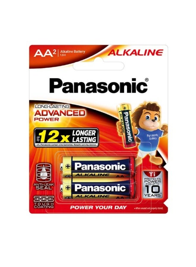 Panasonic 2 Pcs Long-Lasting Advanced Power AA2 Alkaline Battery 1.5 V - Image 1