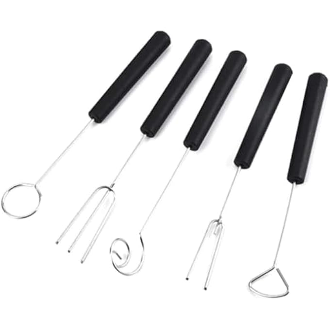 Unity Stainless Steel Chocolate Dipping Fork Kebab Fork Perfect For Fondue Candy Cake Nuts Fruit Diy Baking Supplies Decorating Tool 5Pcs Black  Silver - Image 2