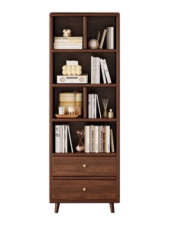 كيكي رف تخزين متعدد الطبقات للكتب، خزانة عرض أنيقة لغرفة المعيشة، 50*30*181.5 سم، لون بني - Image 1