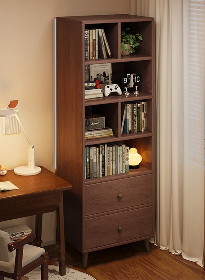 كيكي رف تخزين متعدد الطبقات للكتب، خزانة عرض أنيقة لغرفة المعيشة، 50*30*181.5 سم، لون بني - Image 2