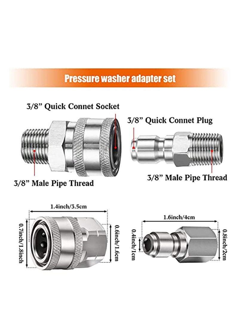 Excefore 2 Sets NPT 3/8 Inch Pressure Washer Coupler Stainless Steel Male and Female Quick Connector Kit Pressure Washer Adapter(Internal Thread, External Thread)  - Image 5