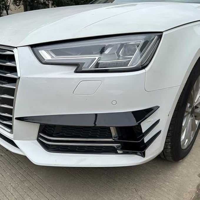 FINMOKAL Car Front Bumper Air Vent Grill Trim Side Splitters Spoiler Compatible with Audi A4 B9 Sline 2017-2019, ABS Gloss Black - Image 5
