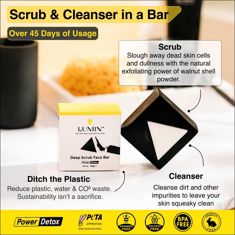 Lumin Men's Face Scrub Soap - Premium Bar Soap for Men, Ideal for Daily Face Cleansing and Pack of Men's Soap Bars - Image 5